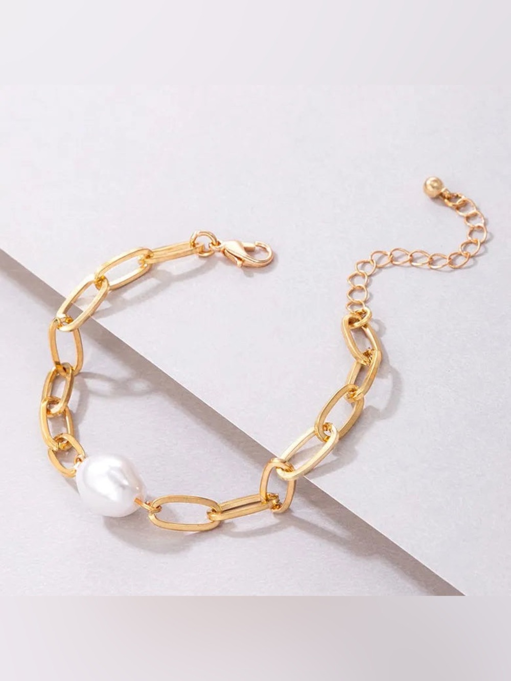 Gold Chain Pearl Accent Bracelet - Women Jewelry